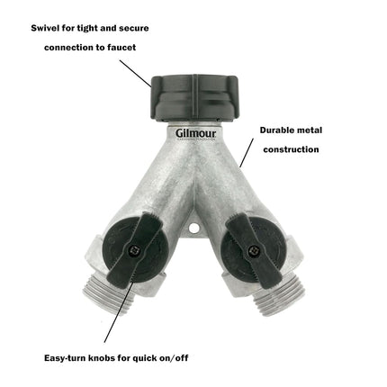 GILMOUR Full Flow Aluminum 2-Way Connector AY2FFM