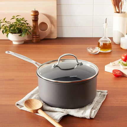 CUISINART 6193-20 Chef's Classic Nonstick Hard-Anodized 3-Quart Saucepan with Lid, Black