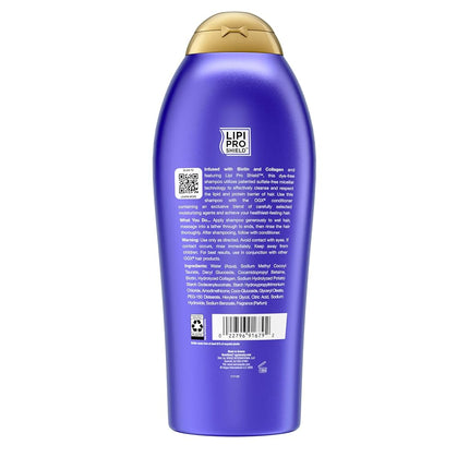 OGX Thick & Full + Biotin & Collagen Volumizing Shampoo, Nutrient-Infused Hair Shampoo with Vitamin B7 Biotin Gives Hair Volume & Body for 72+ Hours, Sulfate-Free Surfactants, 25.4 fl. oz
