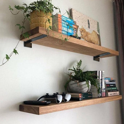 Floating Shelf Brackets Heavy Duty - 1/5 Inch Thick Industrial Black Metal L Brackets, Premium Solid Steel Shelf Supports for Shelves - 6 Inch Heavy Floating Shelves Hardware (6Pcs)