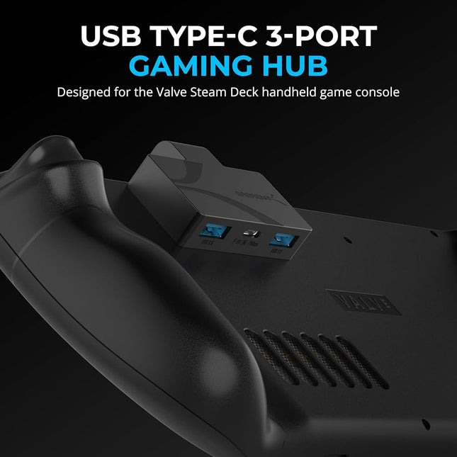 SABRENT USB Type-C 3-Port Gaming Hub for Steam Deck | 5Gbps USB 3.2, Dual USB-A Ports, PD Charging, Compact Design (HB-STDK)
