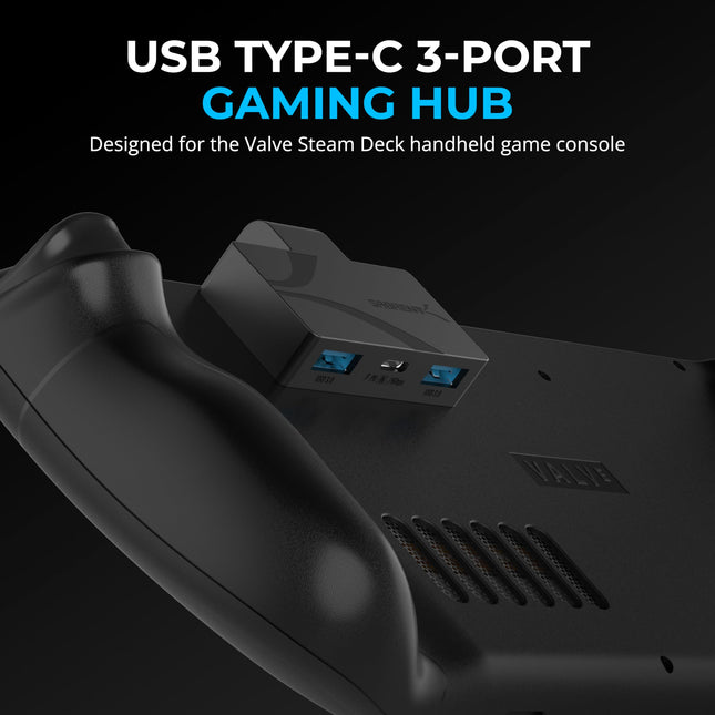 SABRENT USB Type-C 3-Port Gaming Hub for Steam Deck | 5Gbps USB 3.2, Dual USB-A Ports, PD Charging, Compact Design (HB-STDK)