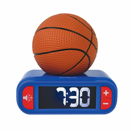 LEXIBOOK Basketball Night Light Alarm Clock, Sounds & Melodies, Backlit LCD Display, Bright, Snooze, Blue/Orange