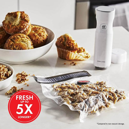 ZWILLING Fresh & Save Set 20-pc Vacuum Sealer Bags, 1 Gallon, Reusable Food Storage Bags for Meal Prep, Reusable Snack Bags, Reusable Sous Vide Bags, 15x11.2x5.7'', Dishwasher Safe, Medium, Clear