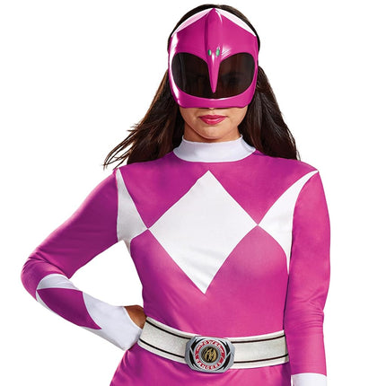 Disguise Power Rangers Pink Ranger Fancy Dress for Women, Officially Licensed, Includes Pink Power Ranger Jumpsuit & Power Ranger Mask, Deluxe Adults Dress Up, For UK 12-14