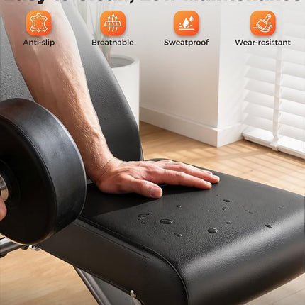 AIRHOP Upgraded Adjustable Weight Bench, Bench Press Full Body Workout, Quick Fold Space Saving, Workout Bench for Home Gym Strength Training