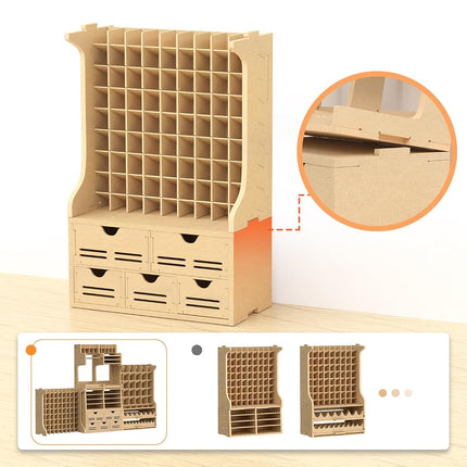 Bucasso Paint Rack Suitable for Tamiya/Vallejo/MR HOBBY,Organizer for 30/49/72 Bottles of Paints,Model Tools Storage,MDF Material (72 Holes VALLEJO Paints)