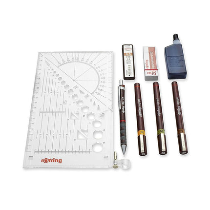 rOtring Isograph Technical Drawing Pens, 3-Pen College Set, 0.2 to 0.5 mm, Brown (S0699370)