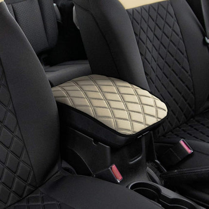 FH Group Neosupreme Beige Diamond Pattern Center Console Pad – Water-Resistant Armrest Cover Protector for Cars, SUVs & Trucks