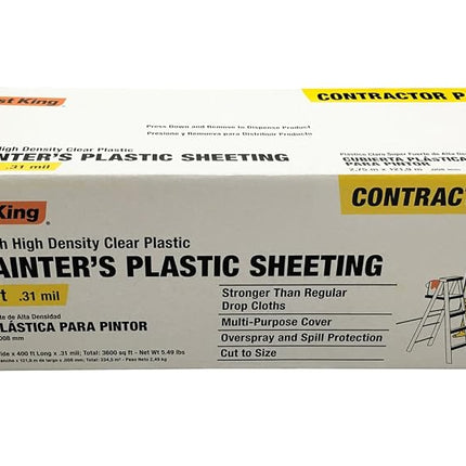 Frost King P9400 High Density Painter's Plastic Sheeting, 9' x 400' x .31 mil, Clear, Dispenser Pack Pack-9ft Wide x 400ft Long x .31mil, 1 x 2.75