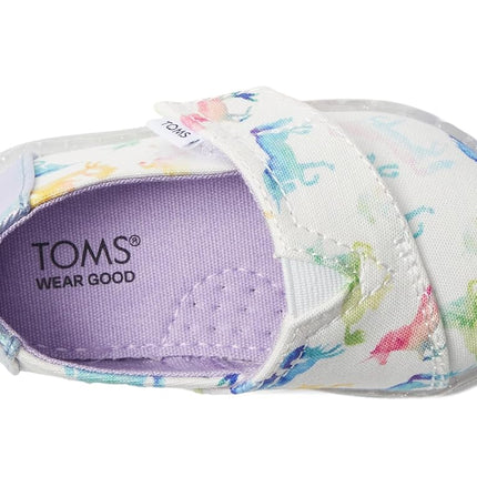Toms Girl's, Alpargata Slip-On - Little Kid & Big Kid, White Watercolor Ombre Unicorns, 4 Toddler