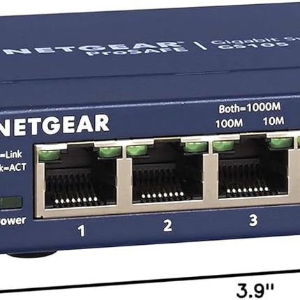 NETGEAR GS105, 5 Port Gigabit Ethernet Network Switch, Ethernet Splitter, Hub