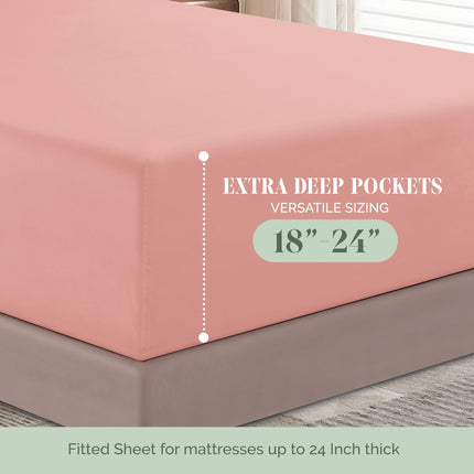 Elegant Comfort Luxurious 1500 Premium Hotel Quality Microfiber 4-Piece Sheet Set, 18-24 Inches Deep - Extra Deep Pocket Sheets - Ultra Soft 4PC Deep Pocket Sheets, King, Dusty Rose
