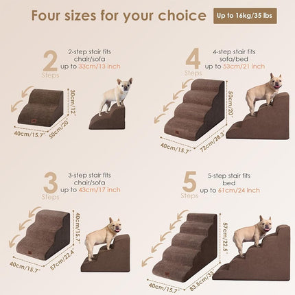 EHEYCIGA Curved Dog Steps for Bed and Sofa 50cm H, 4-Step, Brown