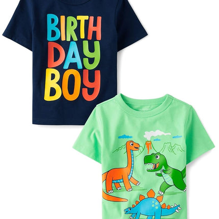 Lot de T-shirts graphiques à manches courtes dinosaure The Children's Place pour bébés et tout-petits garçons, Fête d'anniversaire/Dino, 18-24 mois