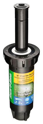 Rain Bird 1803DSF Professional Dual Spray Pop-Up Sprinkler, 360° Full Circle Pattern, 8' - 15' Spray Distance, 3" Pop-up Height
