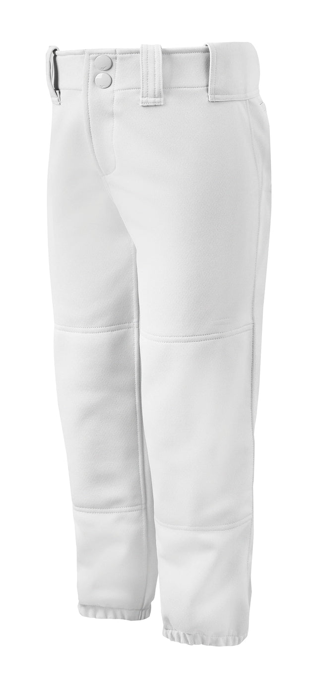 Mizuno Girls (Youth) Belted Softball Pant, White, 
