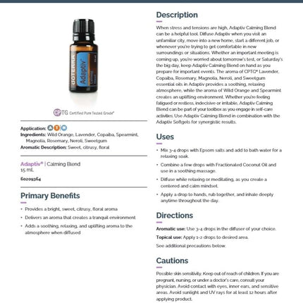 doTERRA Adaptiv Calming Blend Essential Oil 15ml