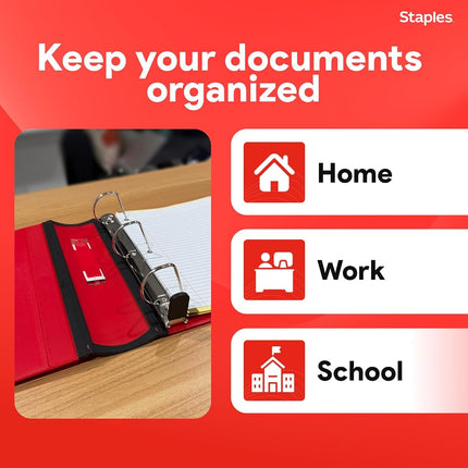 Staples 2 Inch Better View Binder with D-Rings (Red) by Staples