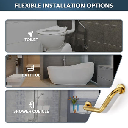 Grab Bars for Shower, 1 Pack, 16 Inch Angled Anti-Slip, Gold