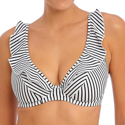Freya Women's Jewel Cove High Apex Underwire Bikini Top with J Hook (7230), Stripe Black, 32E