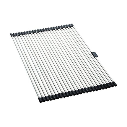 Escurreplatos Enrollable Farberware para Fregadero con Alambres de Acero Inoxidable, Grande, Plateado/Negro