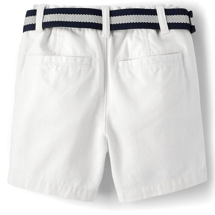 The Children's Place Short Chino avec Ceinture pour Bébés Garçons, Blanc, 12-18 Mois