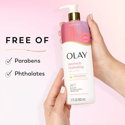 Olay Nourishing and Moisturizing Body Lotion for Women with Hyaluronic Acid, Long-lasting Moisture Supply, Vitamin E and Vitamin B3 Complex, Rapid Formula, 480 ml (1 Piece)