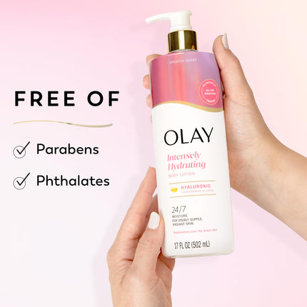 Loción corporal nutritiva e hidratante Olay para mujer con ácido hialurónico, suministro de hidratación de larga duración, complejo de vitamina E y vitamina B3, fórmula rápida, 480 ml (1 unidad)