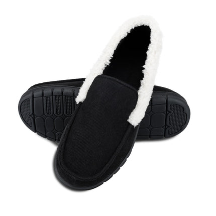 Dickies Closed Back Corduroy Venetian Slipper with Indoor/Outdoor Sole, Black, XL