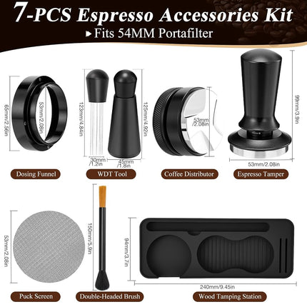 7 PCS Espresso Accessories Kit 54mm Espresso Tamper Coffee WDT Tool