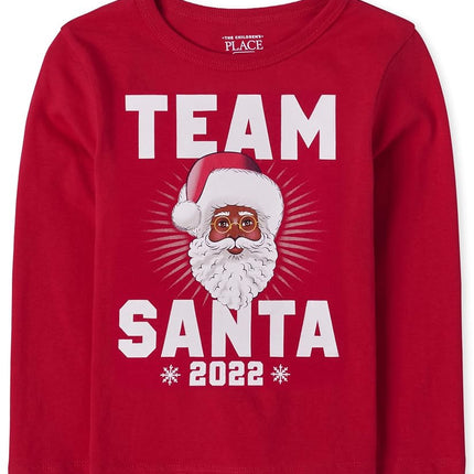 The Children's Place T-shirt graphique à manches longues pour bébés garçons, Team Santa 22-Santa, 4T