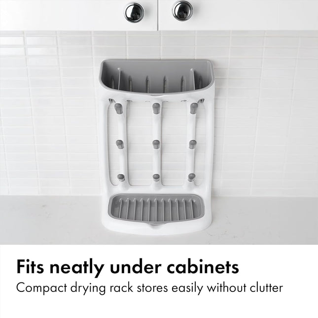 OXO Tot Space-Saving Bottle Drying Rack, Baby Bottle Organizer, Grey