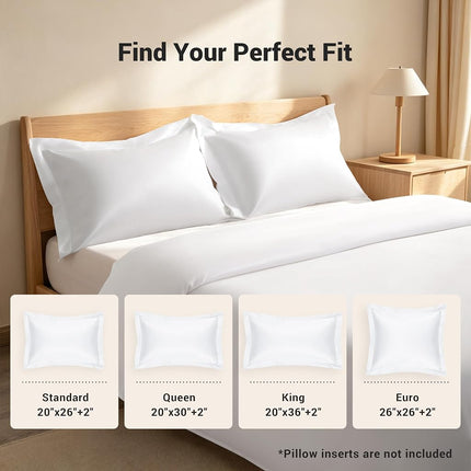 NTBAY Cotton Euro Sham Covers - 500 Thread Count Egyptian Cotton, 2 Pack Super Soft and Breathable 26x26 Square Pillow Cases, Dark Green