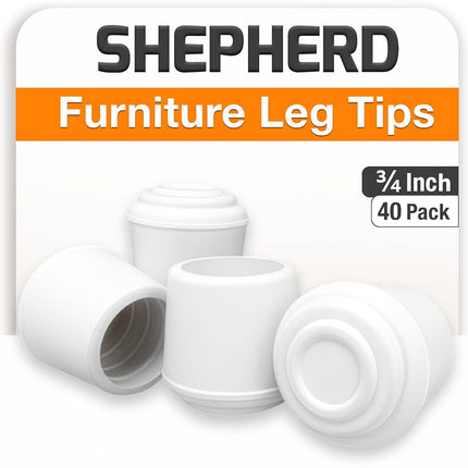 Shepherd Hardware 8615E 3/4-Inch Inside Diameter Rubber Chair Leg Tips, 40-Pack, Ivory, 3/4"