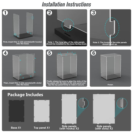 Choowin Acrylic Display Case for Lego 76989 43230 21329 10302 Thickened Clear Acrylic Display Box for Collectibles Countertop Display Case for Action Figures Model Toy Dustproof Showcase(Black Base)
