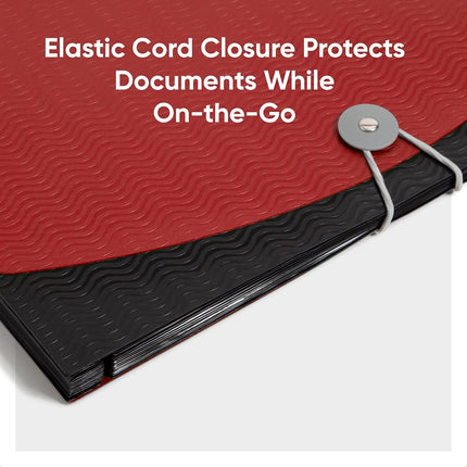 Smead Expanding File, 12 Pockets, Elastic Closure, Letter Size, Wave Pattern Red/Black (70866)