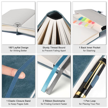 College Ruled Notebook B5, 312 Numbered Pages Diary, Lined Leather Journal