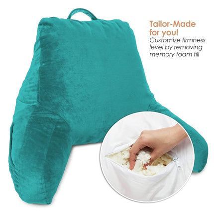 Clara Clark for Kids Teens & Adults Shredded Memory Foam TV Pillow, Teal Blue, Premium Medium