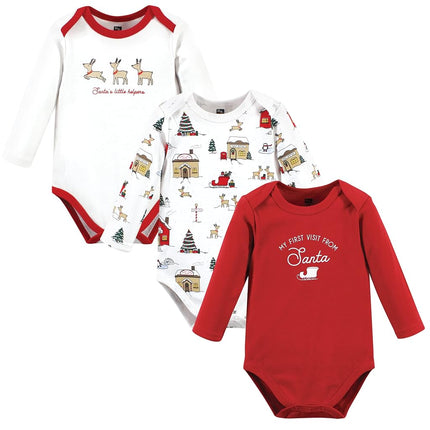 Hudson Baby unisex-baby Cotton Long-sleeve Bodysuits, North Pole, 6-9 Months