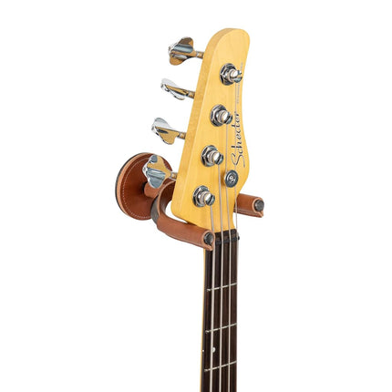 Levy's Leathers Forged Steel Guitar Hanger; Smoked Metal with Tan Veg-Tan Leather Yoke Wraps (LVY-FGHNGR-SMTN)