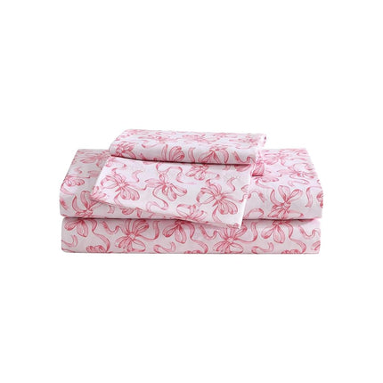 Betsey Johnson - Twin XL Sheet Set, Soft & Lightweight Bedding, Fade & Wrinkle Resistant (Ballet Bows Pink, Twin XL)