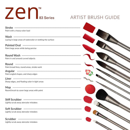 Royal & Langnickel Zen 5 Piece Watercolour Scrubber Paint Brush Set
