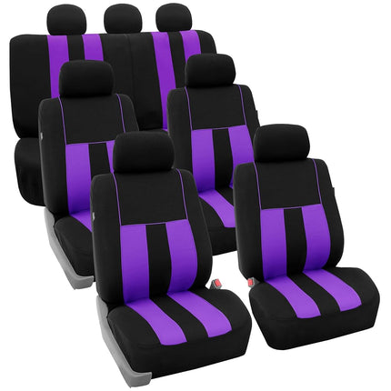 FH GROUP FH-FB036217 Fundas de asiento a rayas llamativas, color morado/negro - Se adaptan a la mayoría de automóviles, camiones, SUV o furgonetas
