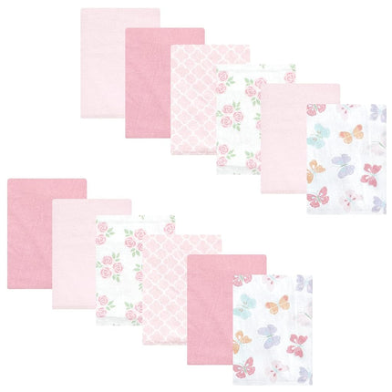 Paquete de paños de tela de franela de algodón Hudson Baby unisex, mariposa pastel, talla única