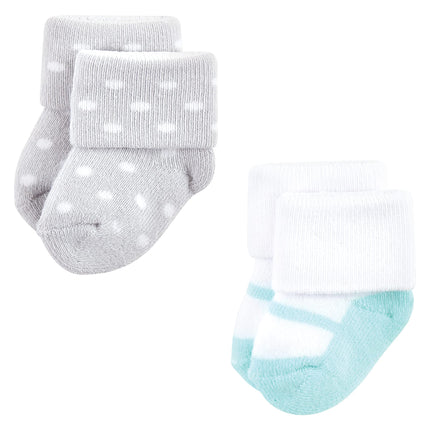 Luvable Friends Unisex Baby Newborn and Baby Terry Socks, Mint Pink Mary Janes 12-pack, Medium