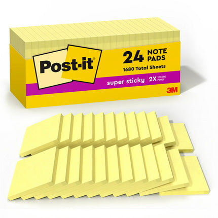Post-it Super Sticky Notes, 3 in x 3 in, Canary Ye