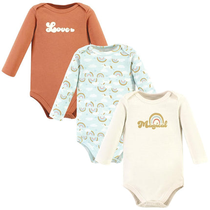 Hudson Baby Lot de 3 bodies à manches longues en coton pour bébé unisexe, motif « Magical Rainbow », 12-18 mois