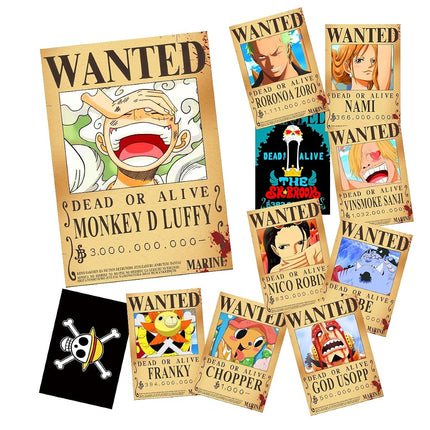 TYZZHOA 11 PCS Anime One Piece Wanted Bounty Poste