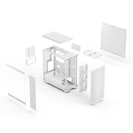 Fractal Design Epoch White - Tempered Glass Clear Tint - High Airflow PC Gaming Case - Mesh Front Panel - Three Momentum 12 Fans Included - Spacious Interior - ATX/mATX/ITX Support